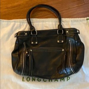 Longchamp Expandable Leather Tote Bag